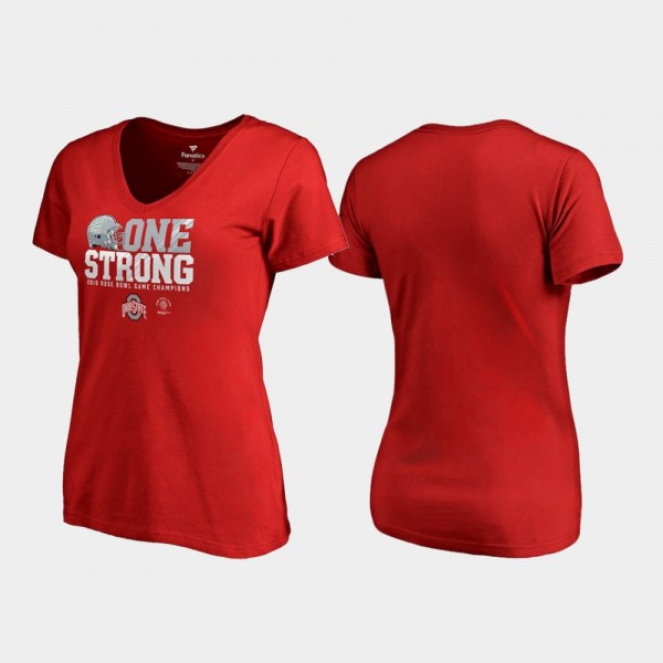 Ohio State Buckeyes Women's Rose Bowl Endaround V-Neck 2019 Scarlet Champions College Football T-Shirt 2404LCED6